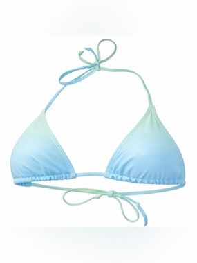 Ombre Triangle String Bikini Top - Mint to Sky Blue | SIZE SMALL